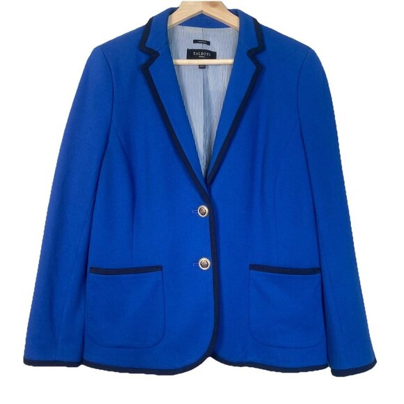Talbots Aberdeen Pique Blue Blazer Size 12p Office Stretch Jacket Business - Picture 3 of 10